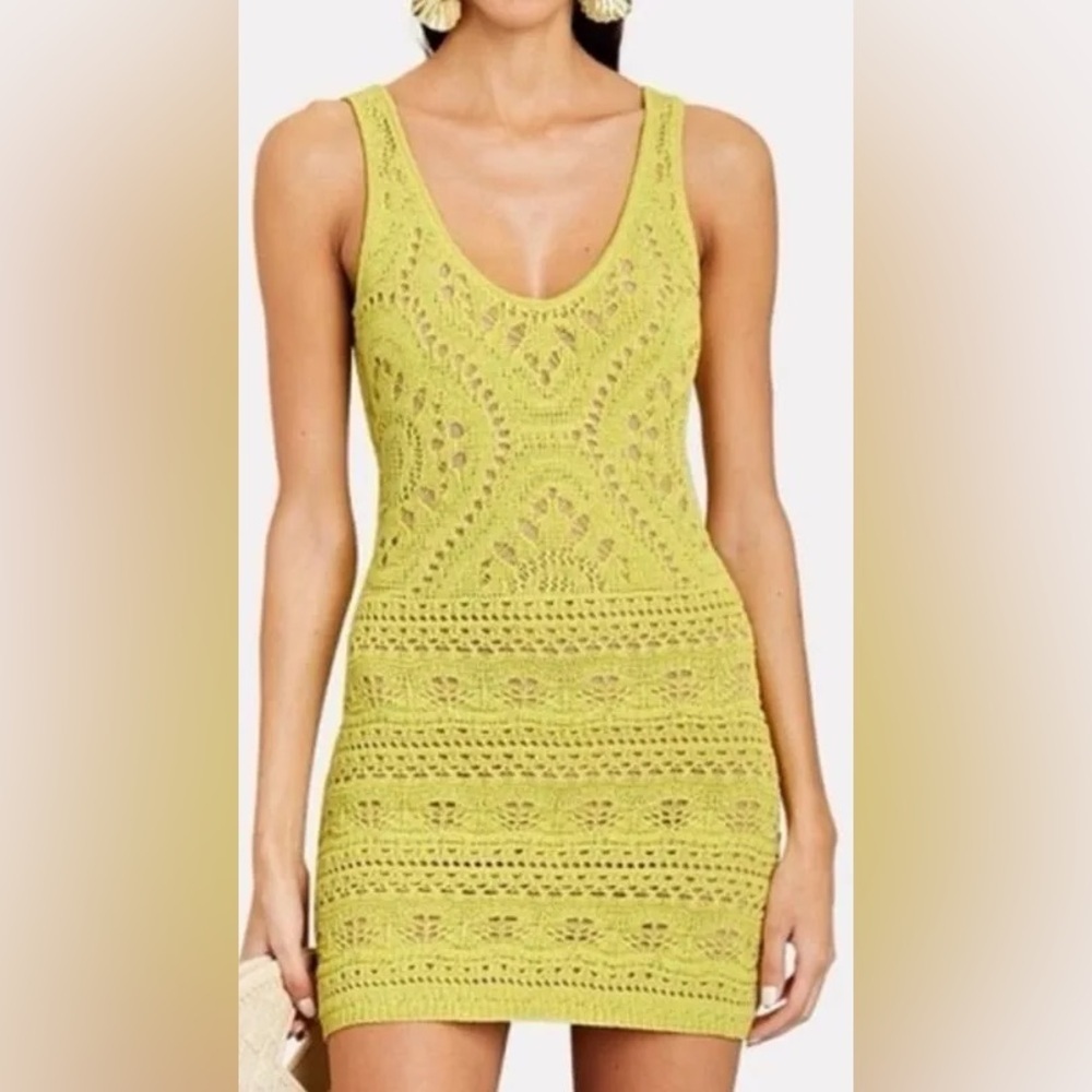 House of Harlow Yellow crochet knit dress